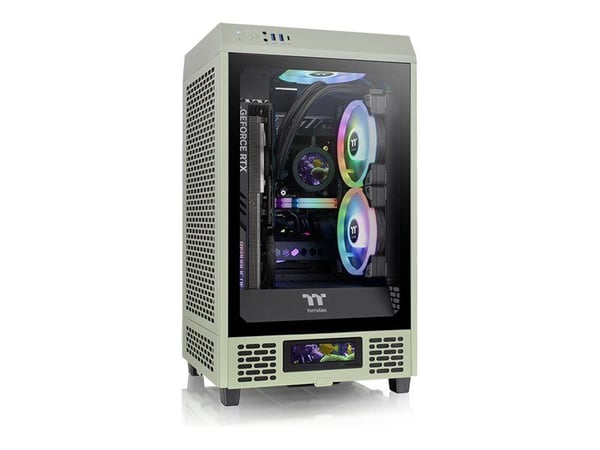 Thermaltake The Tower 200 - MT - mini ITX - genomskinlig sidopanel (härdat glas) - ingen strömförsörjning (ATX) - matcha green - USB/ljud