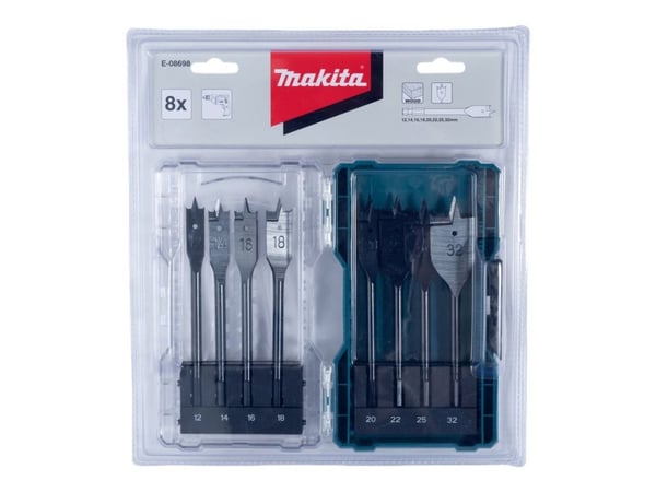 Makita - Borrsats - för trä, plywood, laminat, mjuka träslag, lövträ - centrumborr - 8 delar - 1/4" - hexagonalt - längd: 150 mm - för Makita DDF48...
