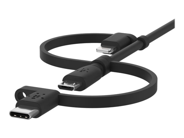 Belkin BOOST CHARGE, 1 m, USB A, USB C/Micro-USB B/Lightning, Musta