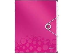 Leitz WOW - Klassifikasjonsmappe - 12 rom - 12 deler - for A4 (210 x 297 mm) - kapasitet: 200 ark - med fliker - metallisk rosa