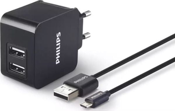 Philips USB-vegglader DLP2307U/12, Innendørs, AC, 5 V, Sort