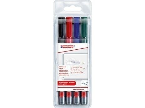 Whiteboardpenna Edding 361 rund spets ass. färger, 4-pack