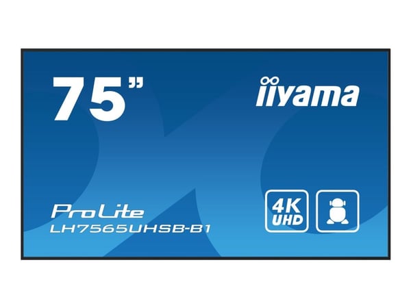 iiyama LH7565UHSB-B1, Kioskdesign, 189,2 cm (74,5"), LED, 3840 x 2160 pixlar, Wi-Fi, 24/7