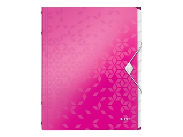 Leitz WOW - Klassifikasjonsmappe - 12 rom - 12 deler - for A4 (210 x 297 mm) - kapasitet: 200 ark - med fliker - metallisk rosa
