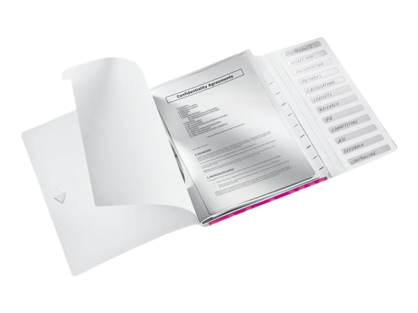 Leitz WOW - Klassifikasjonsmappe - 12 rom - 12 deler - for A4 (210 x 297 mm) - kapasitet: 200 ark - med fliker - metallisk rosa