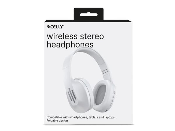 Celly FLOWBEAT - Hodetelefoner med mikrofon - full størrelse - Bluetooth - trådløs - hvit