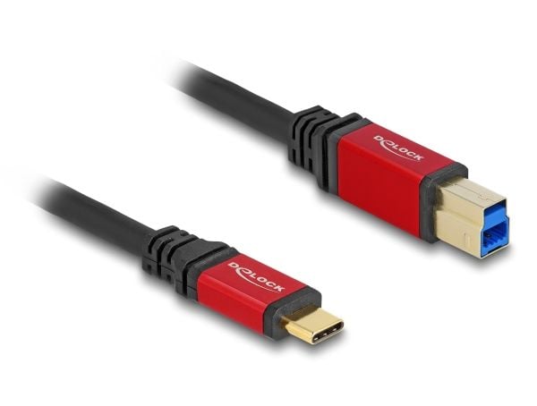 Delock USB 5 Gbps-kabel USB Type-C-plugg til USB Type-B-plugg 1 m rødt metall