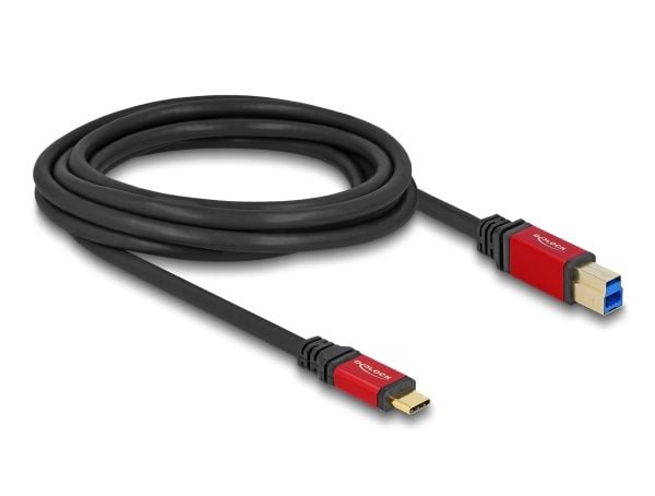 Delock USB 5 Gbps-kabel USB Type-C hann til USB Type-B hann 3 m rød metall