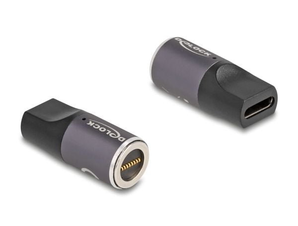 Delock - Strømkoblingsadapter - USB-C (hunn) til 8-stiftskontakt magnetisk - 20 V - 3 A - antrasitt, svart