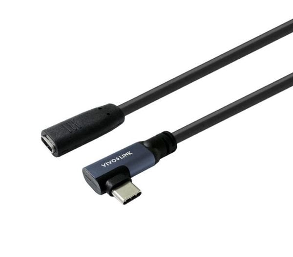 VivoLink - USB-förlängningskabel - USB-C (hane) vinklad till USB-C (hona) - USB 3.2 Gen 2 - 20 V - 5 A - 2 m - upp till 20 Gbps dataöverföringshast...