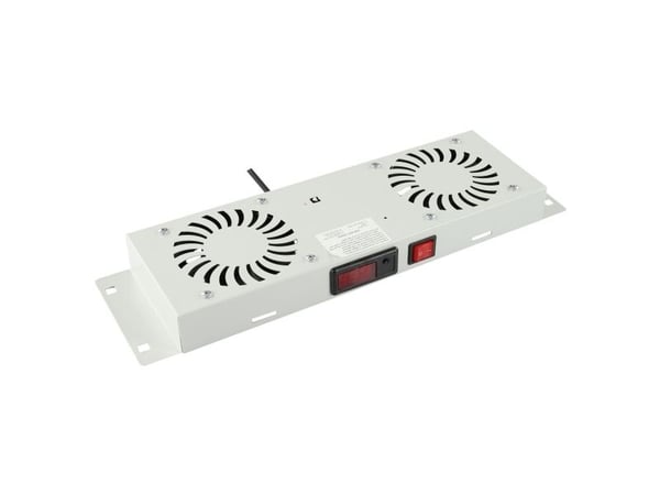 Lanview by Logon - Rackvifte - digital, 4 fans - med termostat - takmonterbar - hvit, RAL 7035 - 1U