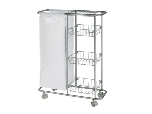WENKO 12100100, 4 hyller, Metall, Metall, Grå, Hvit, 4 hjul, 200 mm