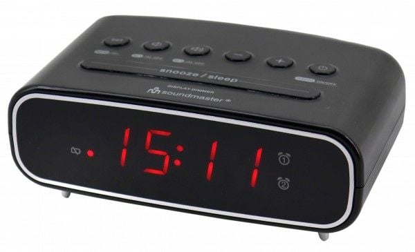 Soundmaster UR111SW, Digital vekkerklokke, FM, PLL, LED, DC/batteri, CR2032, 5 V