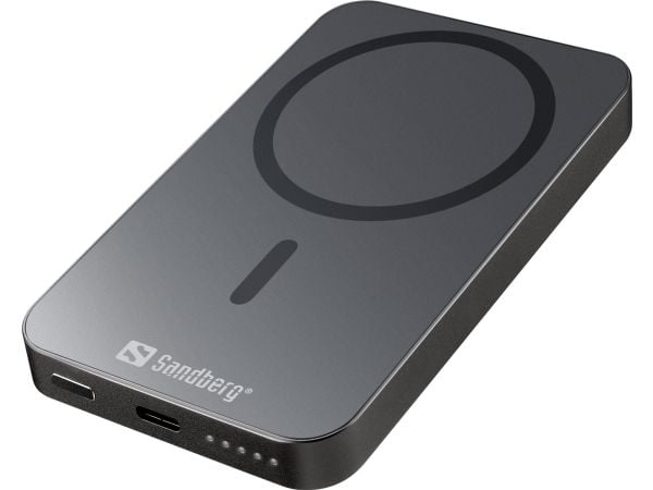 Sandberg 5000 ALU - Trådløs nødlader - Li - 5000 mAh - 19.25 Wh - 20 watt - 3 A (USB-C)