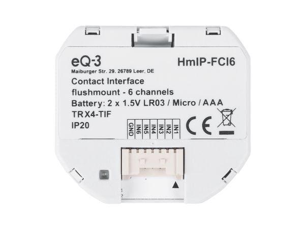 Homematic IP HmIP-FCI6, Knapper, Hvit, IP20, RF, 868.0 - 868.6, 869.4 - 869.65 MHz, 230 m