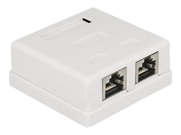 Delock Modular Wall - Ytmonterat uttag - CAT 6 - STP - RJ-45 X 2 - vit