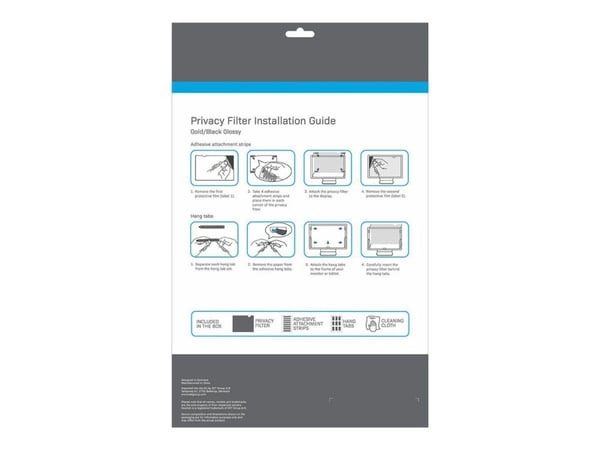 eSTUFF - Notebookpersonvernsfilter - 2-veis - avtakbar - klebemiddel - 11.6" - svart, gull