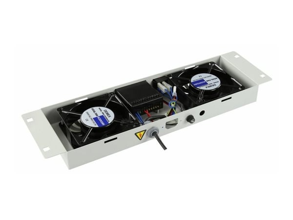 Lanview by Logon - Rackvifte - digital, 4 fans - med termostat - takmonterbar - hvit, RAL 7035 - 1U