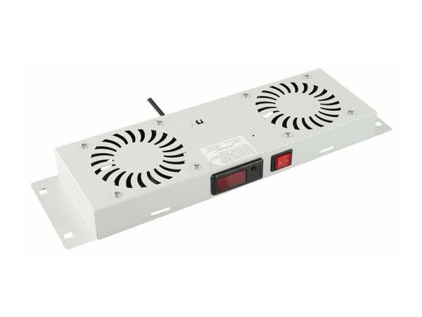 Lanview by Logon - Rackvifte - digital, 4 fans - med termostat - takmonterbar - hvit, RAL 7035 - 1U