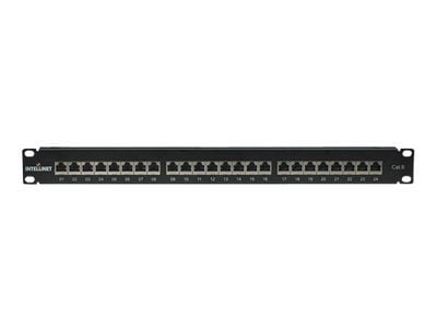 Intellinet Patch Panel, Cat6, FTP, 24-Port, 1U, Shielded, 90° Top-Entry Punch-Down Blocks, Black - Koblingspanel - CAT 6 - FTP - RJ-45 X 24 - svart...