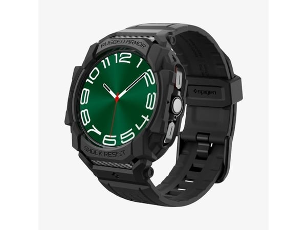 Spigen Rugged Armor Pro, Band, SmartWatch, Sort, Samsung, Galaxy Watch 7 (44mm), Termoplastisk polyuretan (TPU)