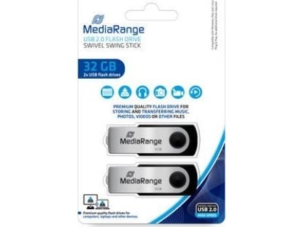 MediaRange MR911-2 - USB-flashstasjon - 32 GB - USB 2.0 - svart, sølv