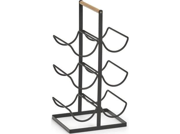 Zeller Metallinen viiniteline, 6-vartinen, 46 cm, musta, ZELLER