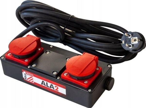 Holzmann ALA2_230V, Sort, Rød, 2 AC-utganger, 4 m, 230 V, 16 A, 50 Hz