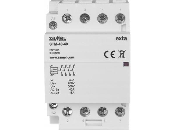 STM-40-40 MODULAARINEN ASENNUSKONTAKTORI 40A 4XNO 230V AC IP20 EXTA