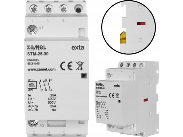Zamel modulär kontaktor/installeringskontakt 25A 3Z 230V AC, typ: STM-25-30 EXT10000291