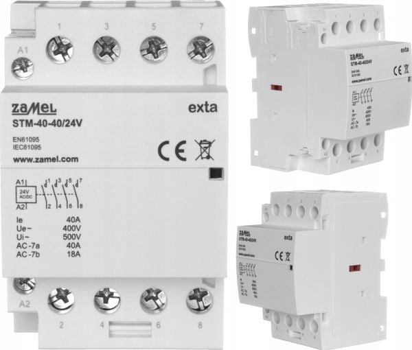 Zamel modulaarinen asennuskontaktori 40A 4Z 24V AC/DC+F13 tyyppi: STM-40-40/24V EXT10000297