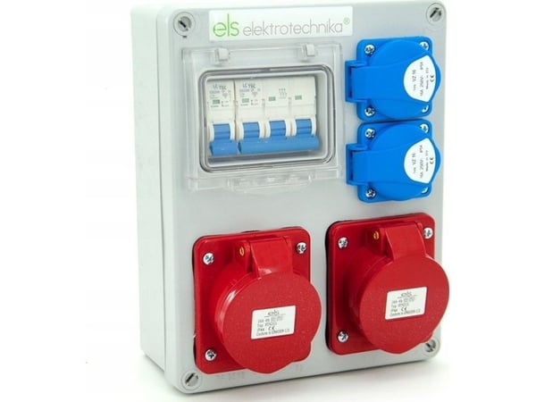 ELS Elektroteknik byggcentral Mikolajki 2×16A/4 + 2×GS + säkringar, väggmonterad, 4NO21B21B0/4