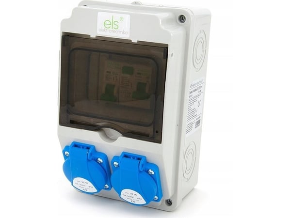 ELS Elektrotechnika Bygg- och utomhustavla 2*GS 230V + säkringar + jordfelsbrytare, 6NO21C00F