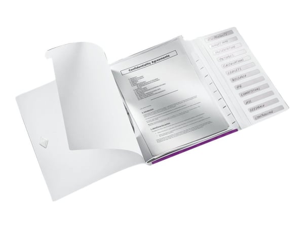 Leitz esijärjestin 12-jako PP WOW, A4, Polypropeeni (PP), Metallinen, Purppura, 200 arkkia, 265 mm, 17 mm