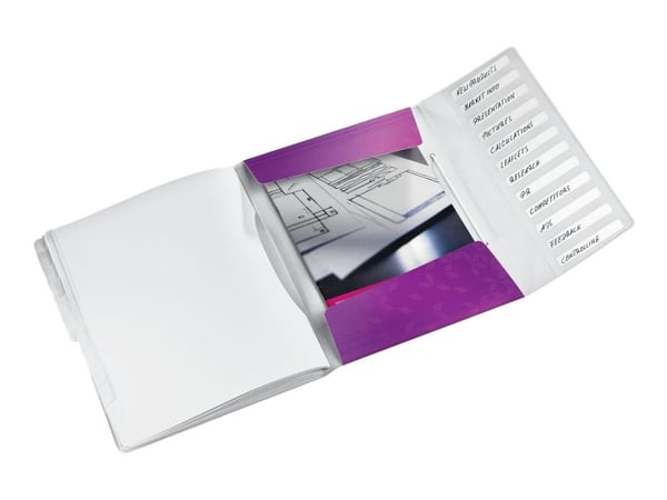 Leitz WOW - Klassifikasjonsmappe - 12 rom - 12 deler - for A4 (210 x 297 mm) - kapasitet: 200 ark - med fliker - metallisk purpur