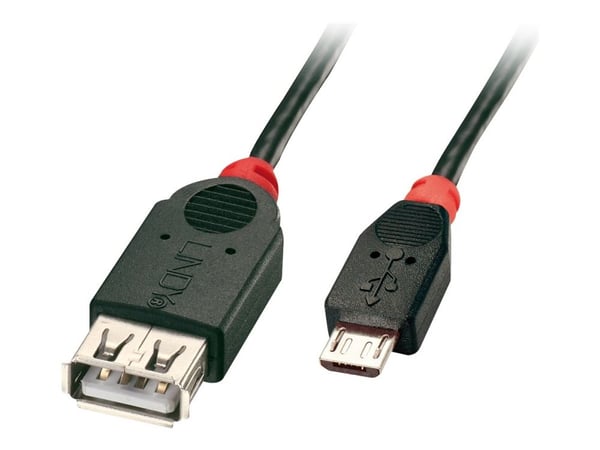 Lindy Premium - USB-kaapeli - USB (naaras) - Micro-USB Type B (uros) - USB 2.0 OTG - 1 m - muotoiltu - musta