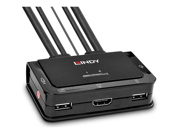 Lindy Compact 2 Port KVM Switch - KVM-svitsj - 2 x KVM/lyd/USB - 1 lokalbruker - stasjonær