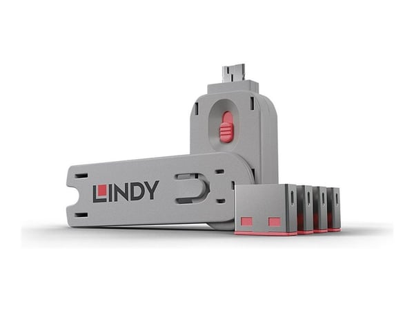 Lindy USB Port Blocker - USB-portsperrer - rosa (en pakke 4)