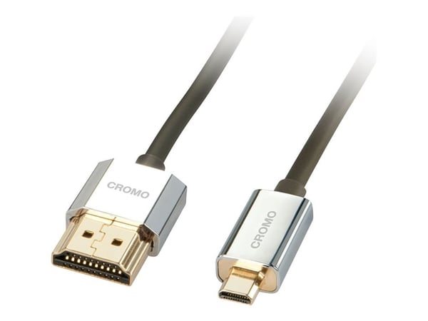 Lindy CROMO Slim High Speed HDMI to micro HDMI Cable with Ethernet - HDMI-kabel med Ethernet - 19 pin micro HDMI Type D hann til HDMI hann - 50 cm ...