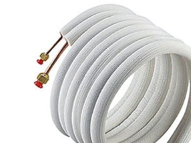 Basic isolerade kylrör - 0,8 mm - 1,0 mm, med fläns och koppling, 10 m, 3/8'' - 5/8''