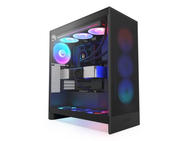 NZXT H series H7 Flow RGB - Mid tower - utvidet ATX (E-ATX) - sidepanel med vindu (herdet glass) - ingen strømforsyning - matt svart - USB/lyd