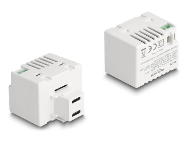 Delock - Strømadapter - 20 watt - 3 A - PD - 2 utgangskontakter (USB-C) - hvit