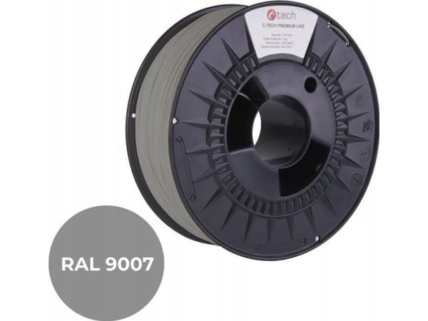 C-Tech C-TECH Trykkstreng (filament) PREMIUM LINE, PETG, grå aluminium, RAL9007, 1,75 mm, 1 kg