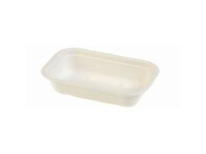 Bakke 1-rum Rektangulær 500ml L205xB130xH45mm Bagasse Hvid,4 pk x 125 stk/krt