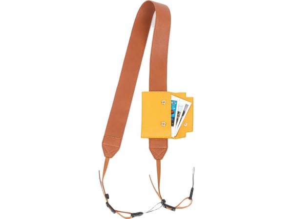 LoveInstant stropp til halsen i ramie + etui med bilde til Fuji Instax Mini 12/40/11/8/9/99 Evo (brun)