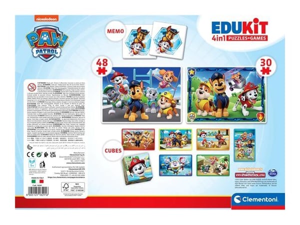 Clementoni Edukit 4 in 1 - PAW Patrol - minnespill, puslespill - 9 deler