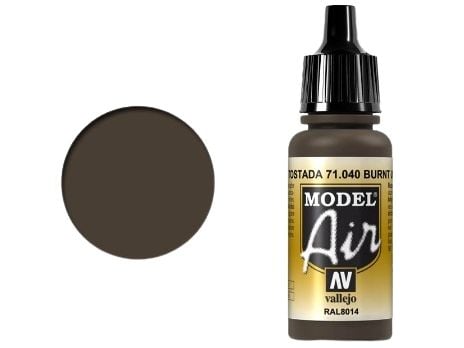 Vallejo Model Air Burnt Umber, 17 ml, Brun, Matte, Flaske