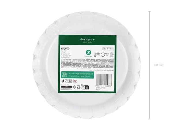 PartyDeco TPP85, Plate, Rund, Papir, Flerfarget, Mønster, 6 stykker