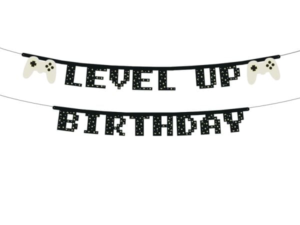 PartyDeco GRL110, Garland, svart, hvit, gul, bursdag, universell, alle kjønn, 130 mm
