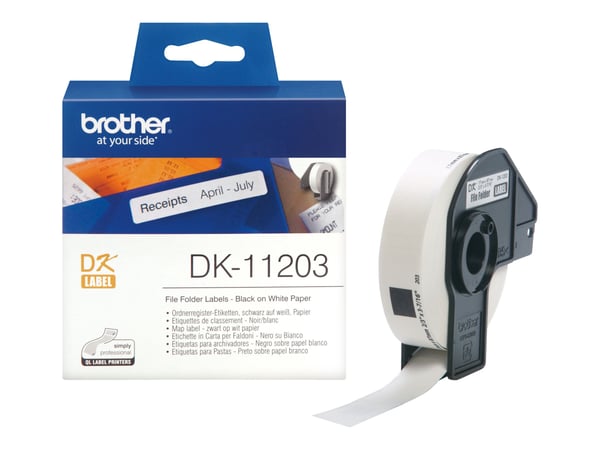 Brother DK-11203 - Svart på hvitt - 17 x 87 mm 300 etikett(er) (1 rull(er) x 300 filmappeetiketter - for Brother QL-1050, QL-500, QL-550, QL-560, Q...